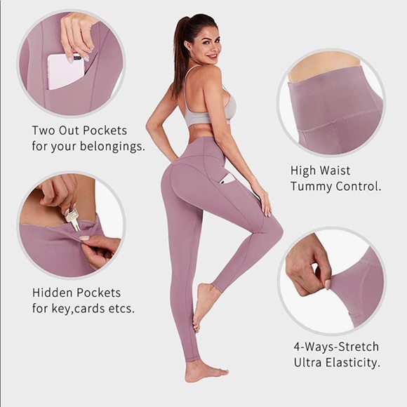 Funani Yoga Leggings with Pockets - Size S - Violet Pink - Picture 2 of 3